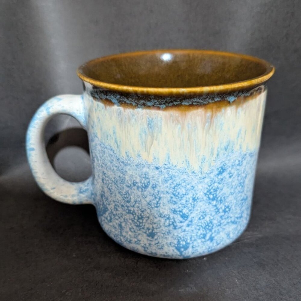 Rustic Blue & Brown Ceramic Mug With‎ Speckled Design & Earthy Finish beach